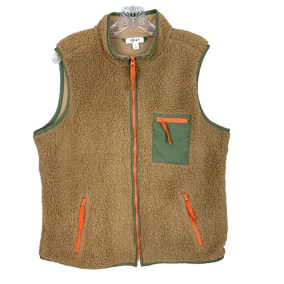 Style&co. Jackets & Blazers - Style & Co Sherpa Vest Womens Large Full Zip Tan Beige Pockets Outdoor Warm